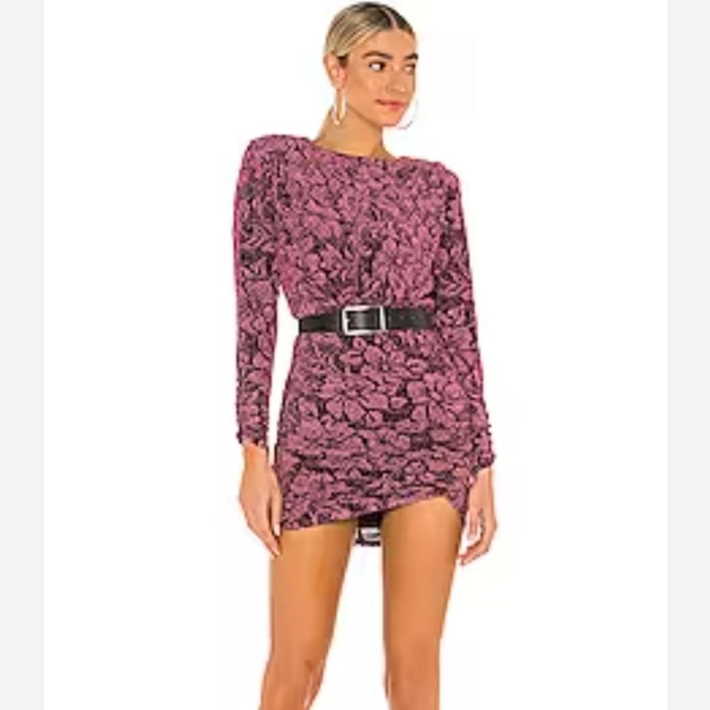 For love & lemons shailee ruched sparkly open back mini dress sz small euc